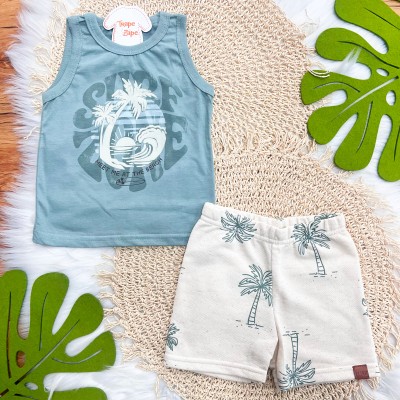 Conj. Regata Meet Me at the Beach e Bermuda em Linho - Verde